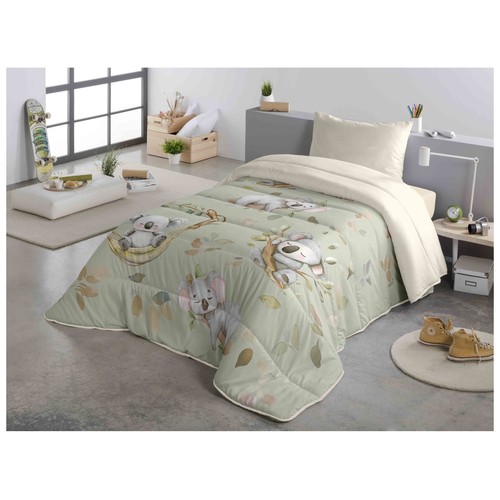 Edredón reversible para cama 90/105 180x260cm 300GRS infantil, modelo Koalas. NATURALS