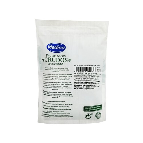 MEDINA Mix de frutos secos crudos con pasas MEDINA Frutos secos crudos 100 g.