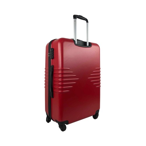 Maleta grande rígida de color rojo de 70 cm. tipo trolley con 4 ruedas y cierre por código, AIRPORT ALCAMPO.