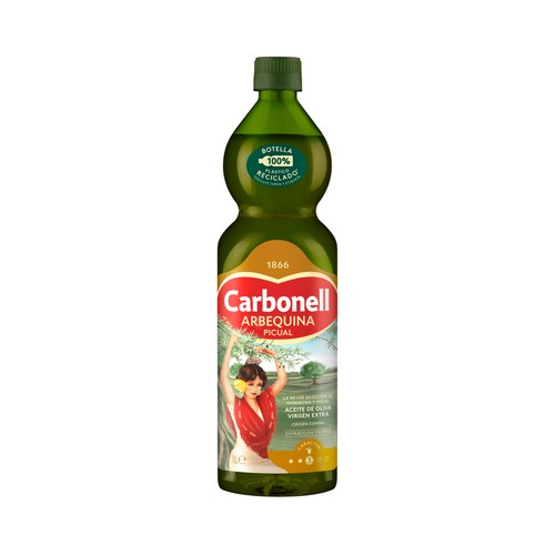 CARBONELL Aceite de oliva virgen extra Arbequina picual botella de 1 L.