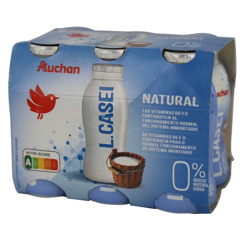 AUCHAN L. casei desnatado natural sin azúcares añadidos 6 x 100 g Producto Alcampo.