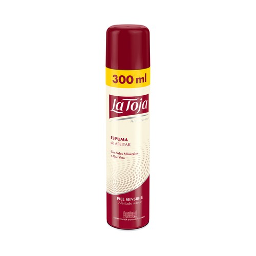 LA TOJA Espuma de afeitar con sales minerales y aloe vera, especial pieles sensibles LA TOJA 300 ml.