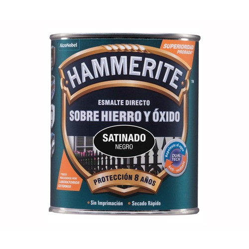 Esmalte satinado negro 750ml, HAMMERITE.