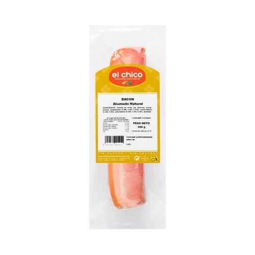 EL CHICO Bacon con ahumado natural envasado al vacío 300 g.