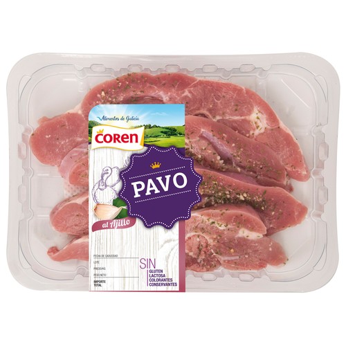 Bandeja de chuletas de pavo marinadas al ajillo COREN