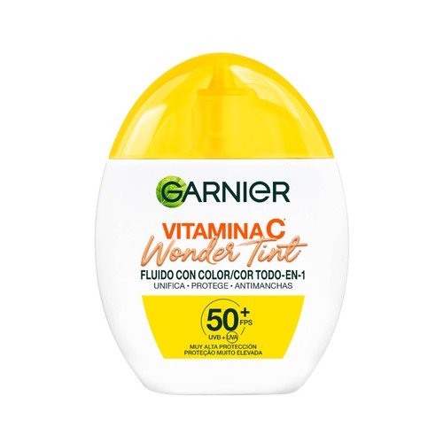 GARNIER Vitamina C wonder tint Fluido solar con color (medio) y FPS 50+ (muy alto) 40 ml.