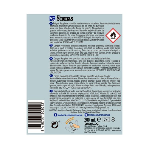 S´NONAS Espuma de afeitar con lanolina y glicerina S´NONAS 200 ml.