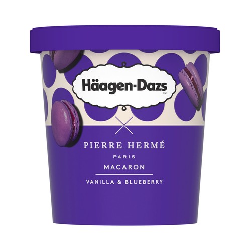 HÄAGEN-DAZS Pierre hermé Tarrina de helado de vainilla y arándanos con trocitos de macarons 420 ml.