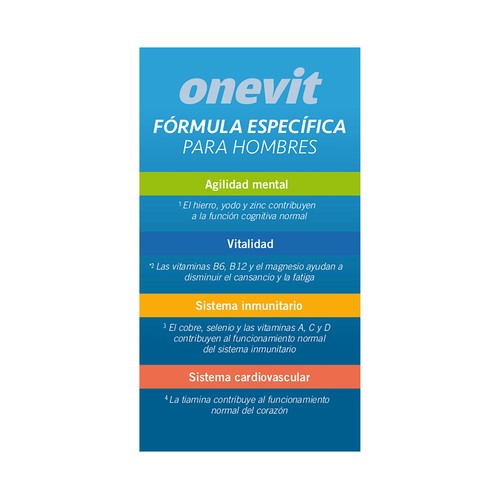 ONEVIT Multivitamínico (13) y multiminerales (11), para hombres 45 uds.