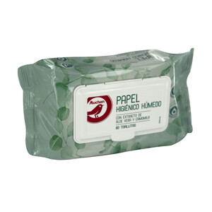 Imagen de PRODUCTO ALCAMPO Papel higiénico húmedo con extracto de aloe vera y camomila 80 uds.