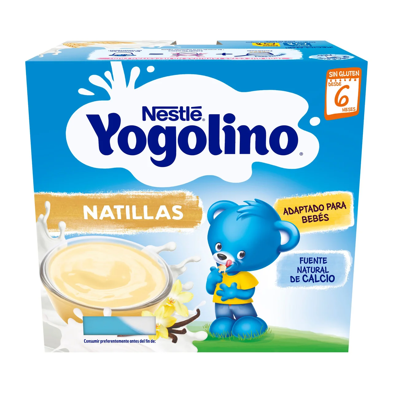 De Nestlé Natillas con sabor a vainilla, adaptadas para bebés a partir de 6 meses 4 x 100 g.