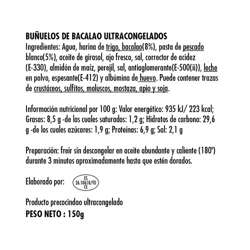 DELFÍN Buñuelos de bacalao ultracongelados DELFÍN 150 g.