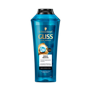 Imagen de GLISS Champú hidratante con complejo hialurónico y alga marina, para cabellos normales o secos GLISS Aqua revive de Schwarzkopf 370 ml.
