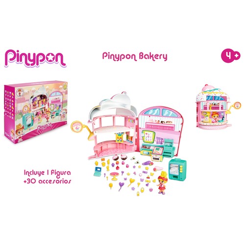 Escenario de juego Pastelería con accesorios y muñeca mix & match PINYPON.