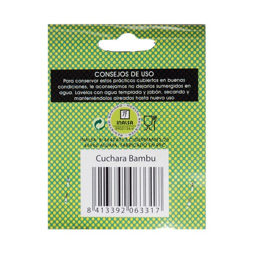 Cuchara de madera de bambú para servir INALSA