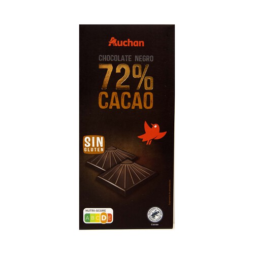 Tableta de chocolate negro 72 % cacao PRODUCTO ALCAMPO 100 g.