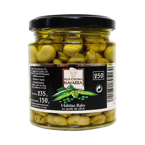ALTA COCINA Habitas baby en aceite de oliva frasco de 135 g.
