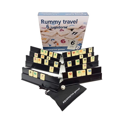 Rummy travel, Juego de mesa de estrategia de 2 a 6 jugadores AQUAMARINE GAMES.