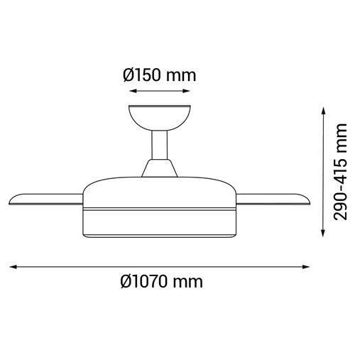 Ventilador de techo SULION Halley S, diámetro 89cm, motor DC, luz Led regulable, mando a distancia.