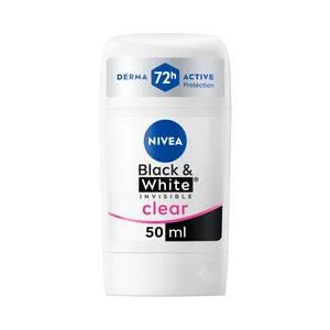 NIVEA Black & white invisible clean Desodorante en stick para mujer, antitranspirante 72 horas 50 ml.