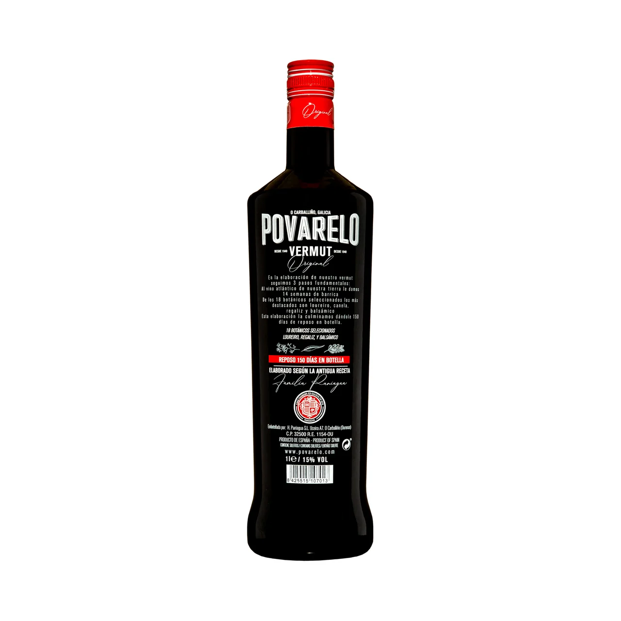 Original Vermut rojo elaborado en Galicia botella 1 l.