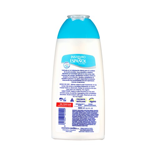 INSTITUTO ESPAÑOL Ultratopic Loción corporal hidratación intensiva, sin perfume 300 ml.