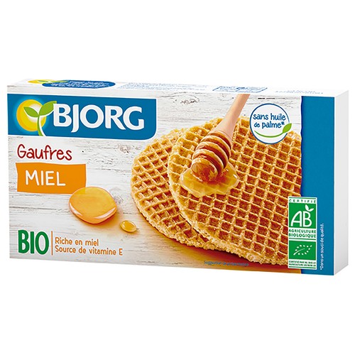 Gofres crujientes con miel ecológicos BJORG 175 g.