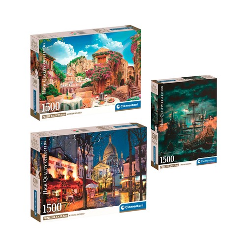 Puzzle 1500 Pcs Compact con poster incluido, modelos surtidos CLEMENTONI