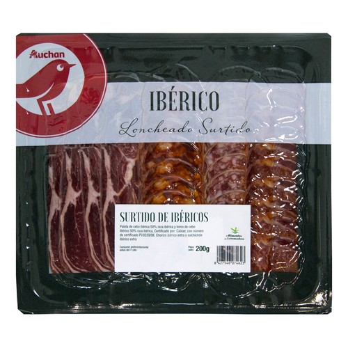 AUCHAN Tabla de embutidos ibéricos elaborados en Extremadura 200 g. Producto Alcampo