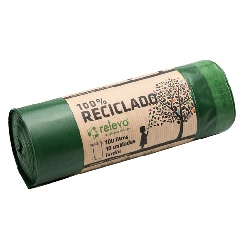 Bolsas basura 100 % reciclada RELEVO 100 l. 10 uds.