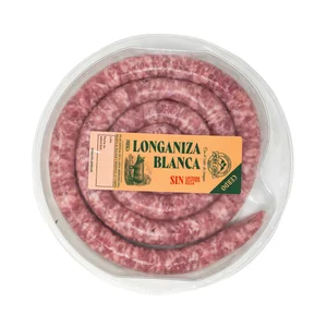 Longaniza blanca fresca de cerdo, elaborada sin gluten, ni lactosa ni soja PEÑA CRUZ 375 g.