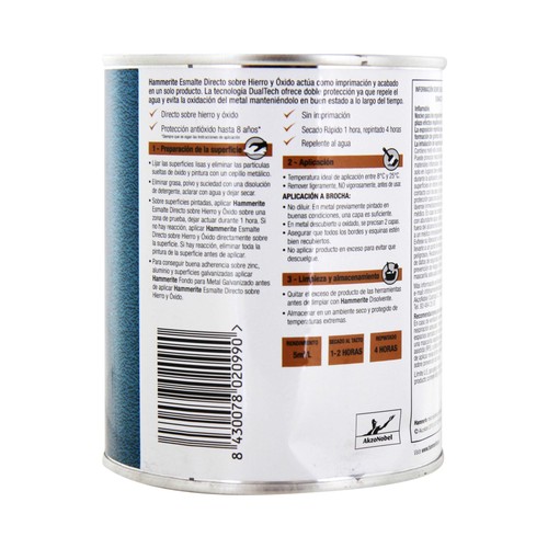 Bote de 0.75l. de esmalte metálico antióxido, para uso exterior y de color negro forja HAMMERITE.