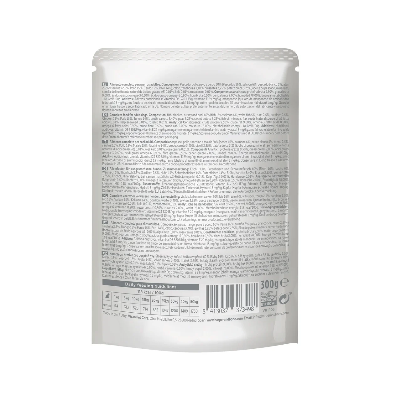 Alimentación para perro bolsa de recetas 300 g.