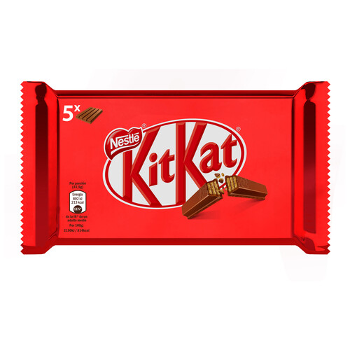 Barritas de galleta cubiertas de chocolate KIT KAT pack de 5 uds. 41,5 g.
