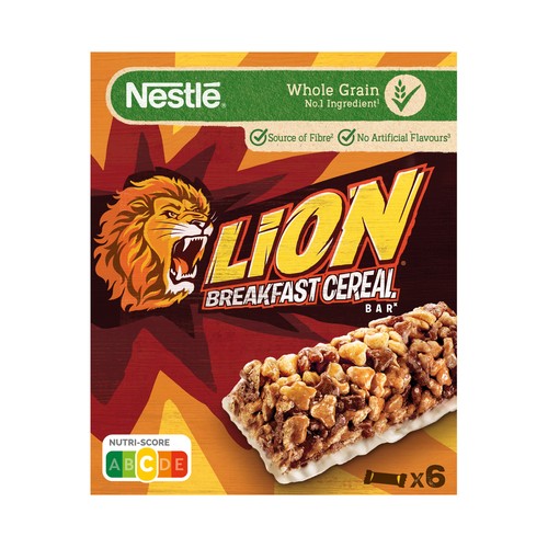NESTLÉ LION Barritas de cereales con crema de caramelo y chocolate con leche caja 6 uds. 150 g.