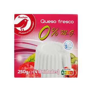 AUCHAN Queso fresco con calcio tarrina de 62,5 g. pack de 4 uds. Producto Alcampo