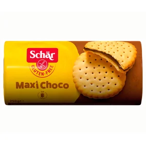 SCHÄR Galletas sin gluten rellenas de cacao Maxi choco 250 g.