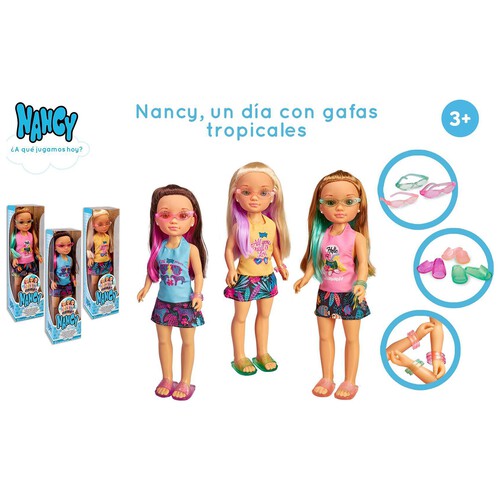 Muñeca Nancy, un día con gafas tropicales, incluye accesorios, NANCY.