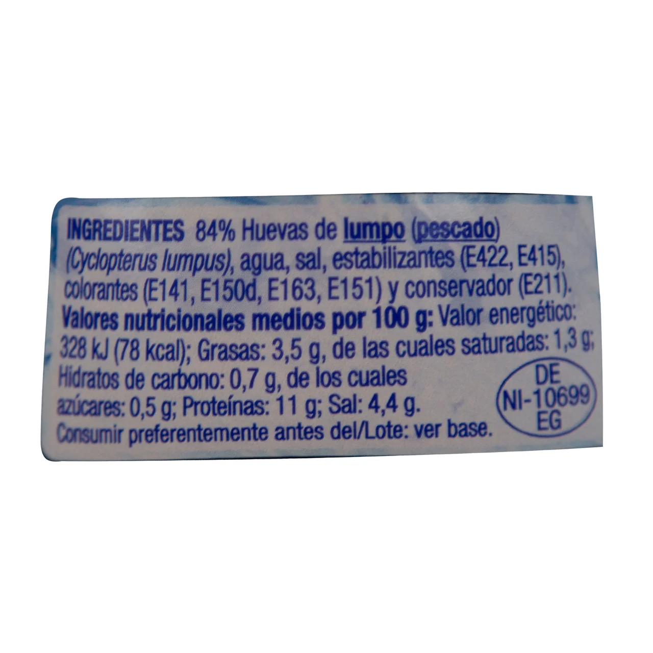 AUCHAN Huevas negras de lumpo procedentes de pesca sostenible cetificada (MSC) 100 g Producto Alcampo.