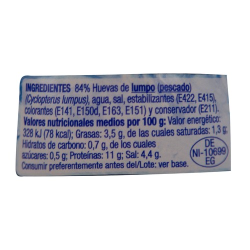 AUCHAN Huevas negras de lumpo procedentes de pesca sostenible cetificada (MSC) 100 g Producto Alcampo.