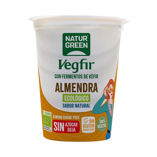 NATUR GREEN Vefgir con fermentos de kéfir con almendras ecológicas, sabor natural 400 g.