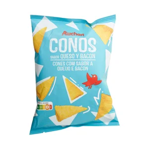 PRODUCTO ALCAMPO Conos de maíz con sabor bacon y queso PRODUCTO ALCAMPO 80 g.