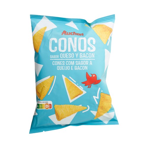 PRODUCTO ALCAMPO Conos de maíz con sabor bacon y queso 80 g.