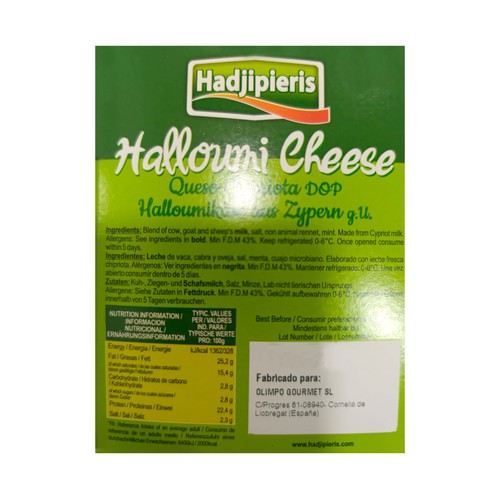 HADJIPIERIS Queso Halloumi con denominación de origen protegida (DOP) 225 g.