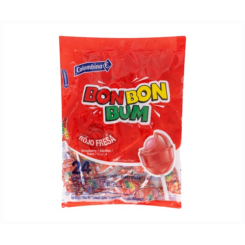 COLOMBINA BON BON BUM Catamelo con palo sabor a fresa bolsa 408 g.