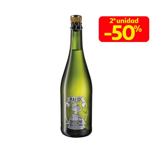 MAELOC Sidra natural sin alcohol, sin azucares añadidos y con stevia botella 75 cl.