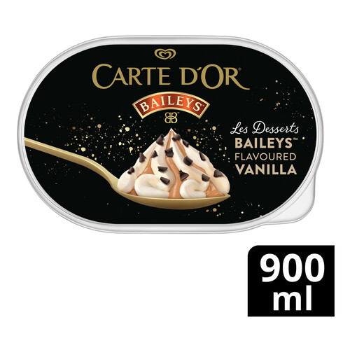 CARTE D'OR Tarrina de helado de vainilla con sabor a Baileys, con salsa de caramelo y trocitos de chocolate CARTE D´OR Les desserts 900 ml.