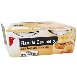Imagen de AUCHAN Flan de caramelo, realizado con huevos frescos 4 x 100 g. Producto Alcampo