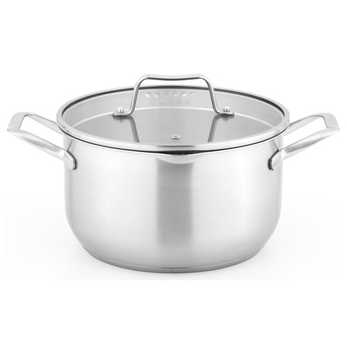 Olla de cocina 20cm acero inoxidable, tapa de vidrio, ACTUEL