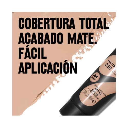 REVLON Colorstay full cover Tono 210 Sand beige Base de maquillaje de textura ligera, cobertura 100% mate 30 ml.